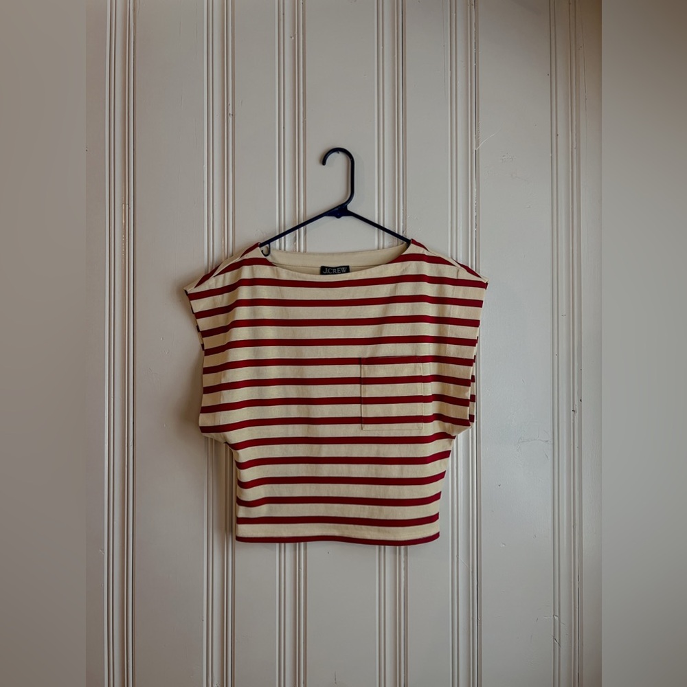 J. Crew Boatneck Muscle T-shirt in stripe mariner cotton XS NWOT